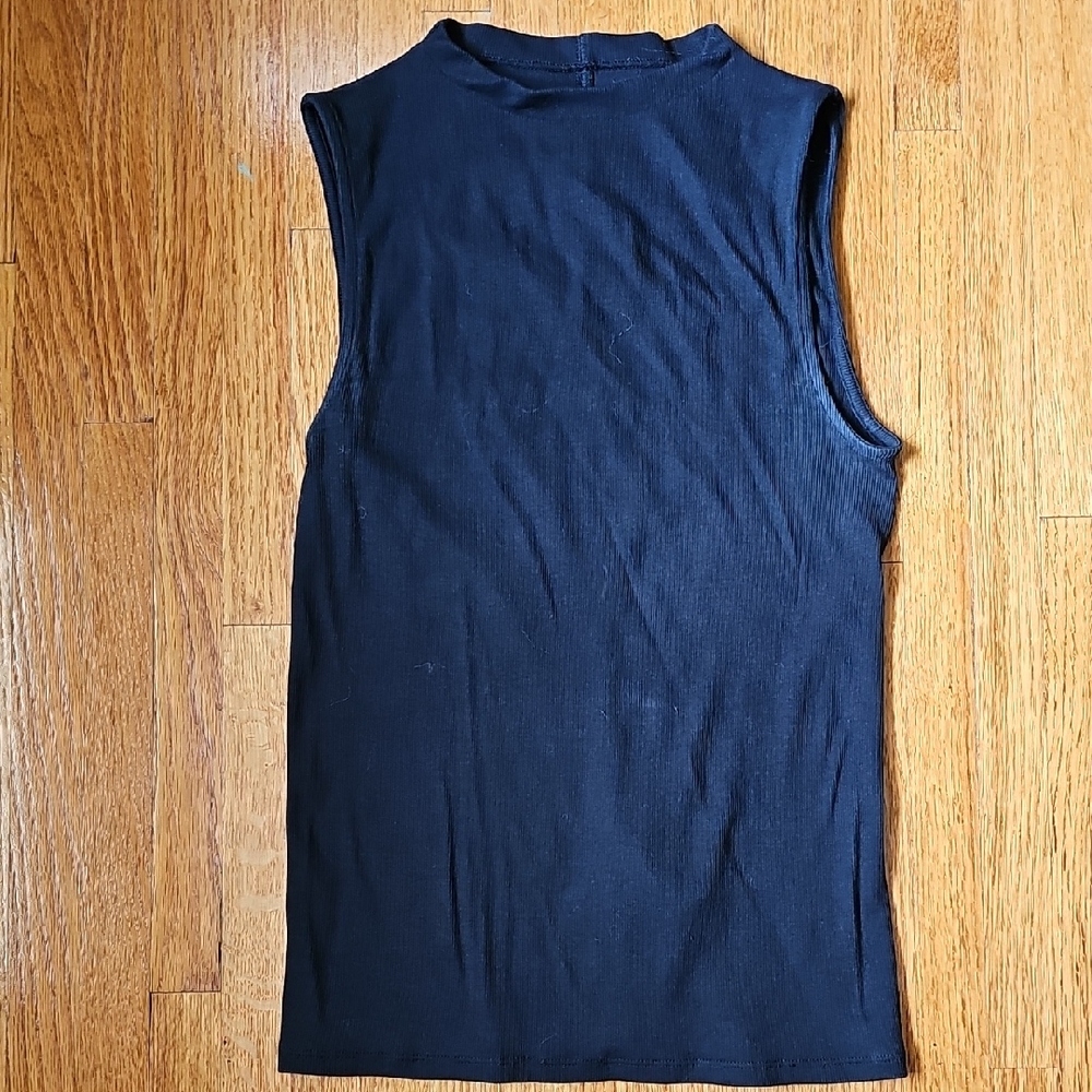 Everlane Black Ribbed Mockneck Muscle Tee
